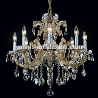 luxury gold color wholesale crystal material and E14 light source modern candle chandelier light