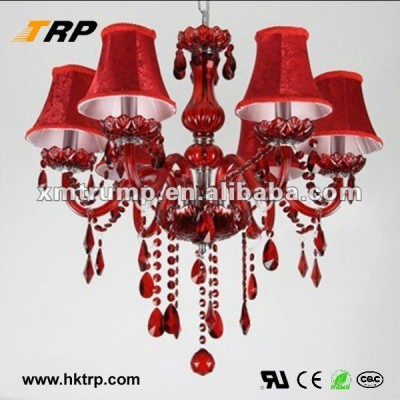 Decorative red crystal contemporary candle chandelier