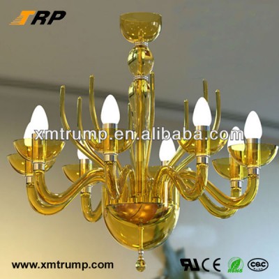 Clear yellow glass decoration indoor unique chandelier